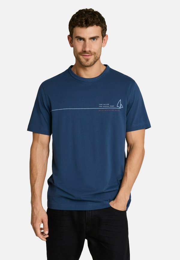 TOM TAILOR PRINTED T-SHIRT - Print T-shirt - dark duck blue