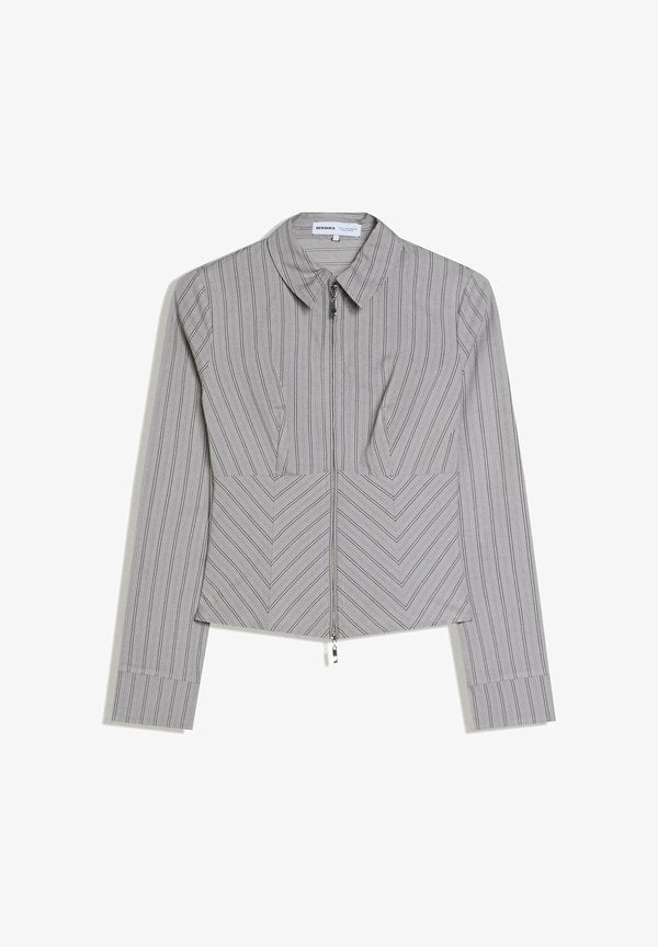 Bershka ZIPPED LONG SLEEVE - Button-down blouse - grey