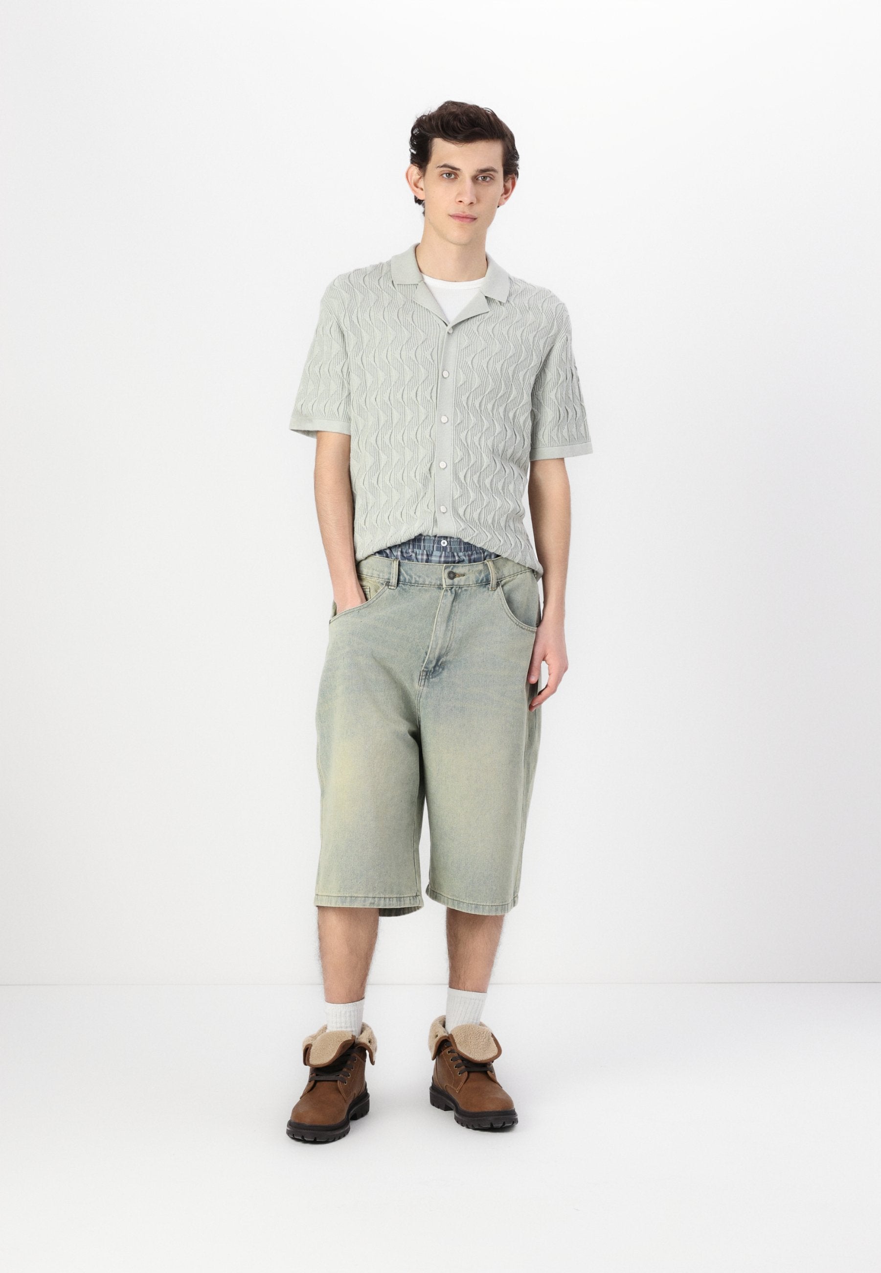 Abercrombie & Fitch Geometric Stitch Button-Through Sweater Polo