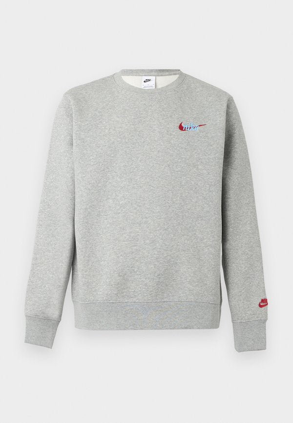 Nike Sportswear CLUB CREW - Sweatshirt - grey heather/tough red/football blue