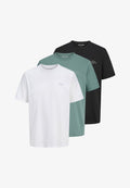 Jack & Jones JJCOLLEGE LOGO TEE CREW NECK 3 PACK - Basic T-shirt - mineral blue/bright white/black