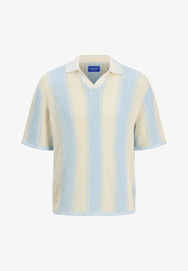 Jack & Jones Knitted Striped Knitted - Polo shirt - sea salt