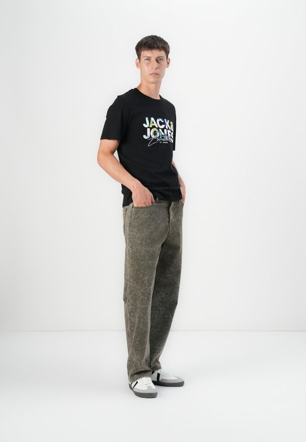 Jack & Jones JJGEPLAS TEE CREW NECK 3 PACK - Print T-shirt - white/dark blue/black