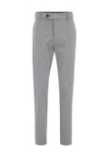 Grau maßgeschneiderte Hose aus gewebtem Stoff mit Knopfverschluss und schrägen Taschen, in schmaler Passform und geraden Beinen.