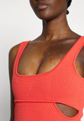 Hervé Léger OTTOMAN SCOOP NECK CUT OUT MINI DRESS