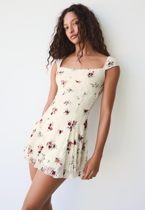 Bershka MINI PRINT - Day dress - beige