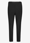 Schwarze, taillierte Slim-Fit-Hosen mit Gürtelschlaufen und Vorderfalten-Details, geeignet für formelle Anlässe oder Bürokleidung.