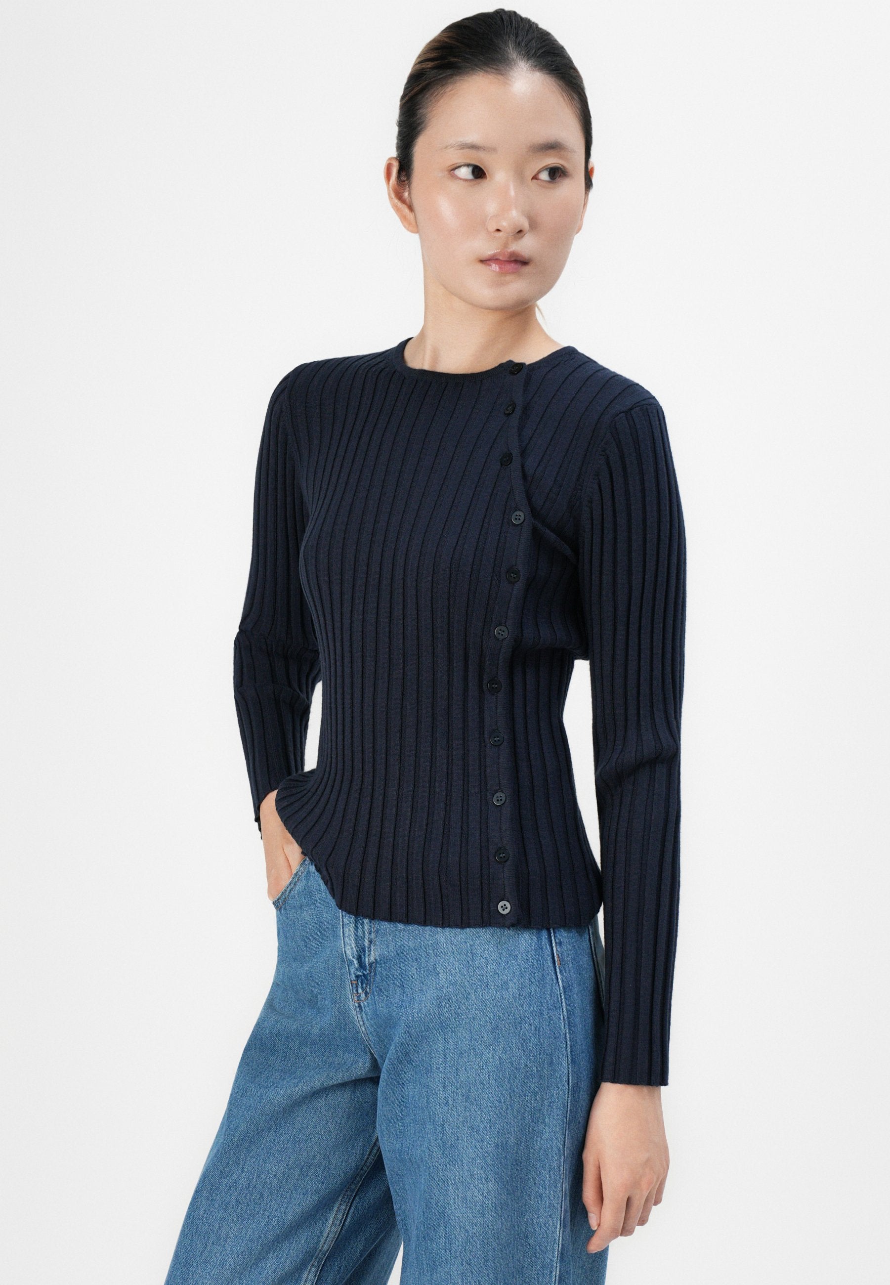 Selected SLFHELEN BUTTON O NECK