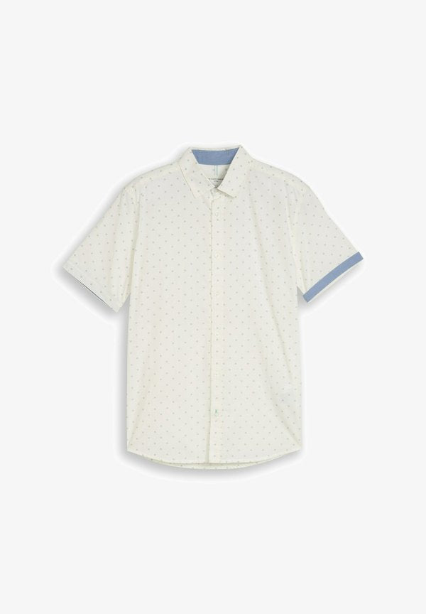 TOM TAILOR FITTED KURZARMHEMD MIT MUSTER - Shirt - off white navy design