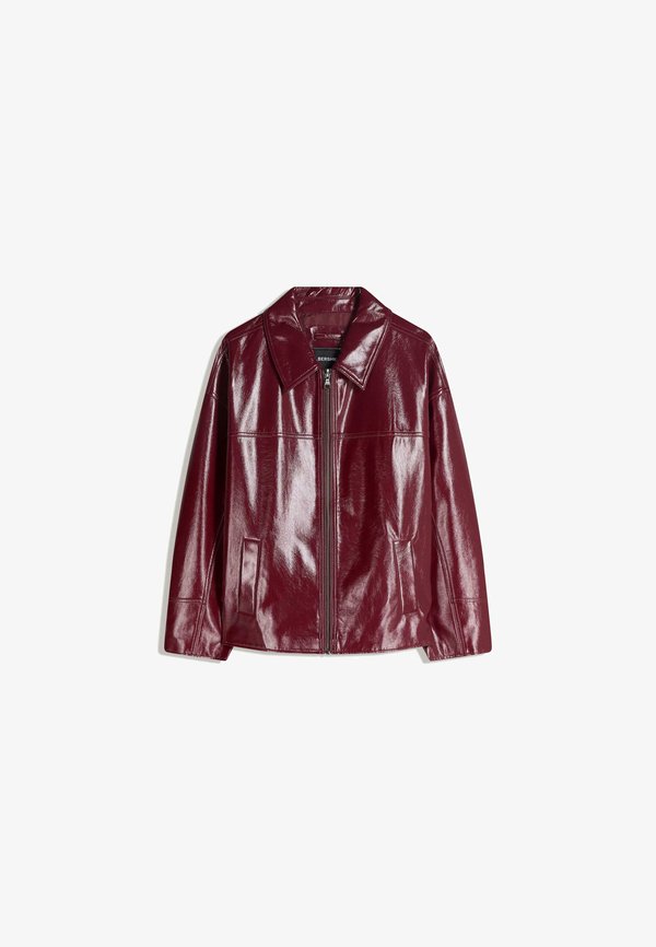 Bershka TRUCKER - Faux leather jacket - red