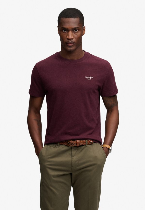 Superdry & Co SUPERDRY ESSENTIAL SERIF LOGO EMBROIDERED T-SHIRT.. - Basic T-shirt - tawny port marl cream