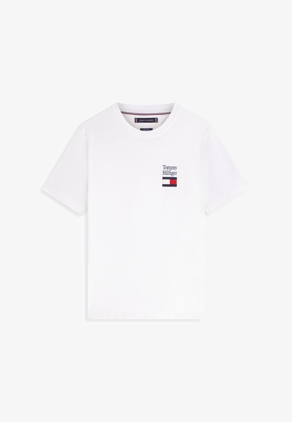 Tommy Hilfiger LOGO EMBROIDERY JERSEY CREW NECK T-SHIRT - Print T-shirt - white
