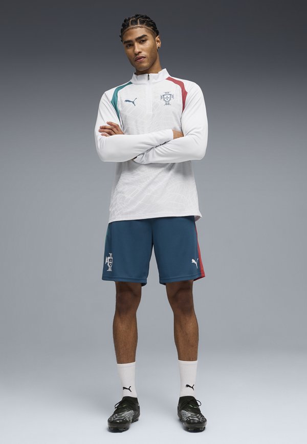 Puma PORTUGAL FPF TRAINING 1/4 ZIP TOP - Long sleeved top - silver mist-ocean tropic