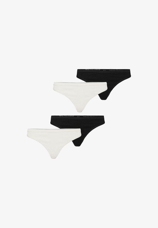 Vero Moda 4ER-PACK NAHTLOSE SLIP TANGA BASIC THONG UNTERWÄSCHE - Thong - schwarz weiß