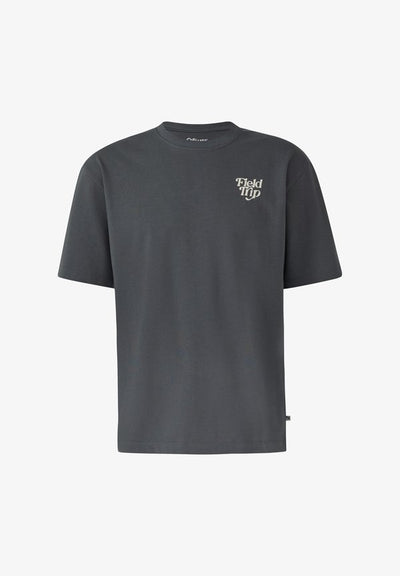 s.Oliver MIT STICKEREI - Print T-shirt - schiefergrau