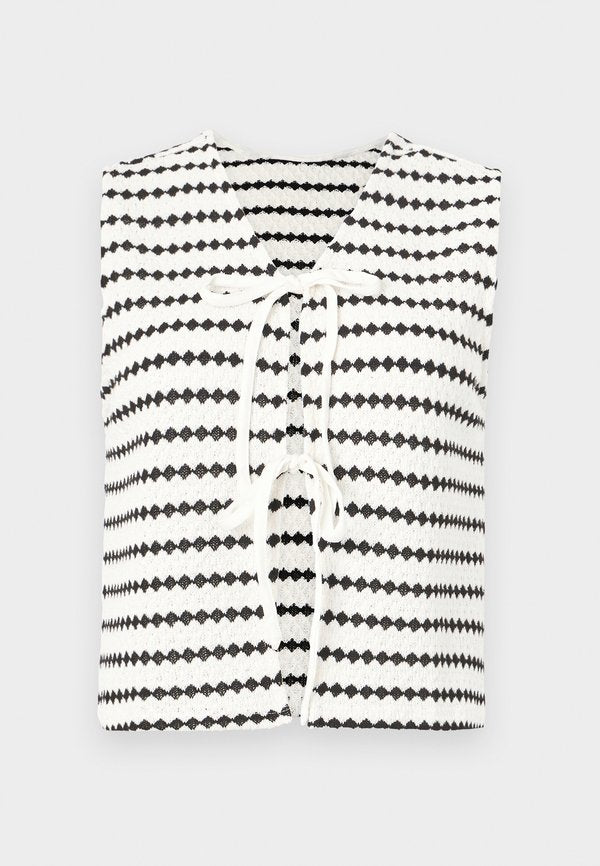 ONLY ONLEVA SHORT STRIPE - Waistcoat - cloud dancer/black