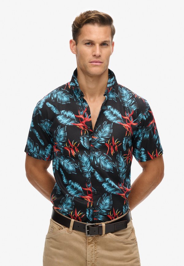 Superdry & Co HAWAIIAN BOX FIT - Shirt - dark navy fire