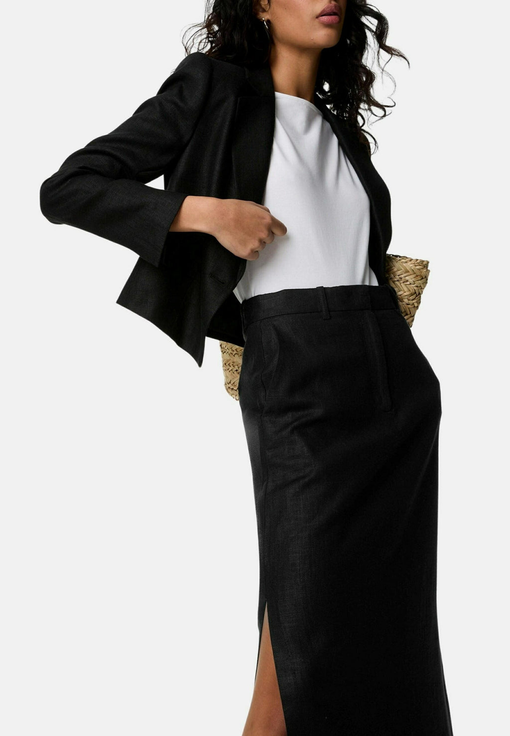 Marks & Spencer Linen Blend Side Split Column