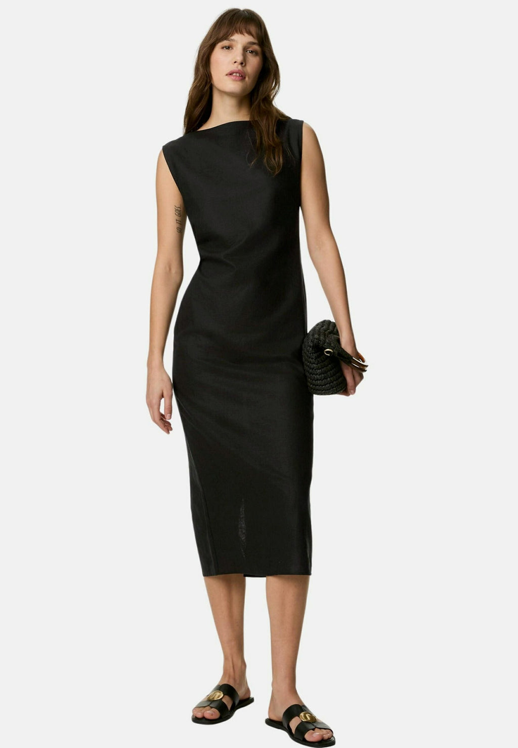 Marks & Spencer LINEN BLENCH RUCHED MIDAXI