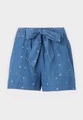 ONLY ONLNOVA AZURE TALIA SHORTS - Denim shorts - medium blue denim aop:bow