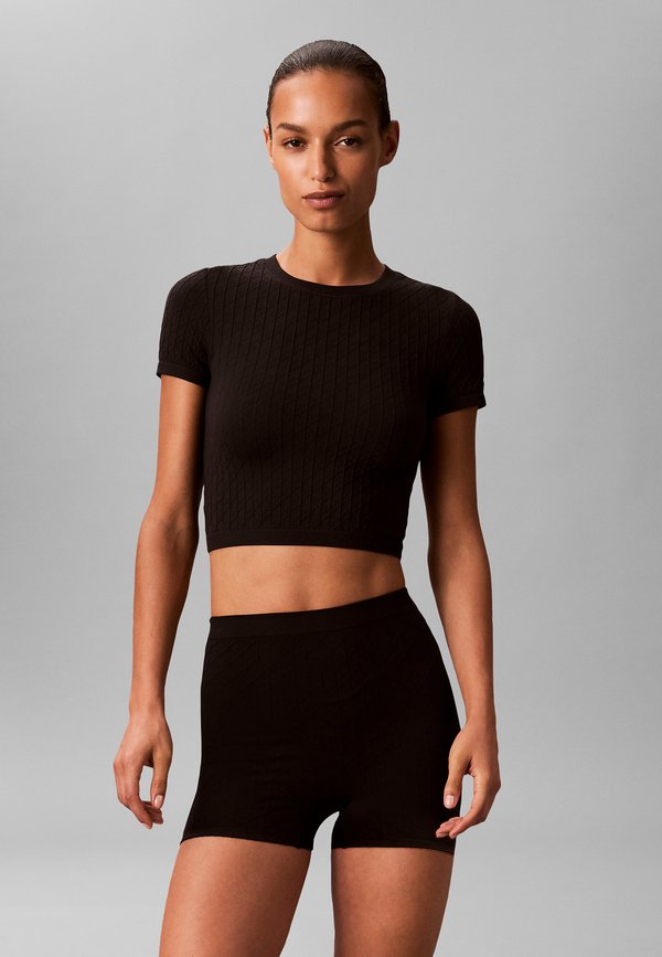 Calvin Klein EMBLEM SEAMLESS  - Pyjama top - black