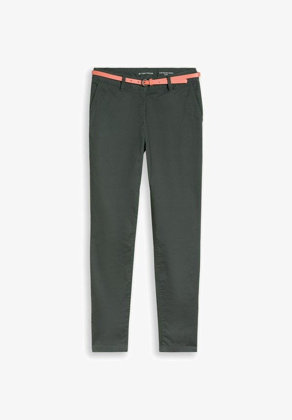 TOM TAILOR TOM TAILOR HOSEN & CHINO CHINO MIT GÜRTEL - Chinos - darkest olive