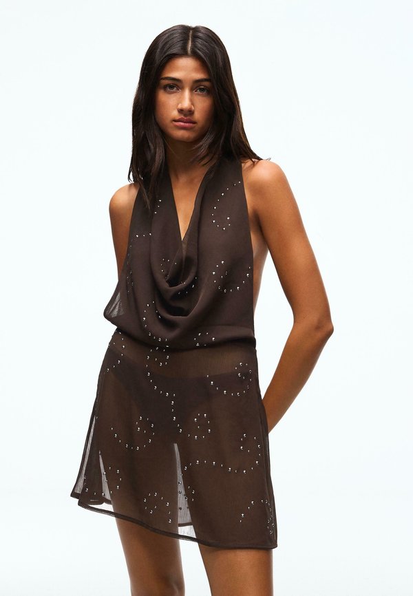 Bershka BEACHWEAR WITH STUDS - Beach accessory - dark brown