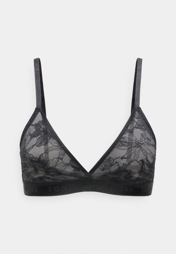 Tommy Hilfiger REPEAT LOGO FLORAL LACE TRIANGLE BRA - Triangle bra - black