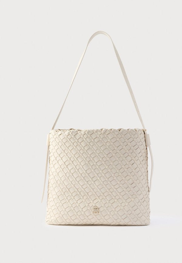 Tommy Hilfiger TH MONOGRAM BRAIDED HOBO BAG - Handbag - soft cream