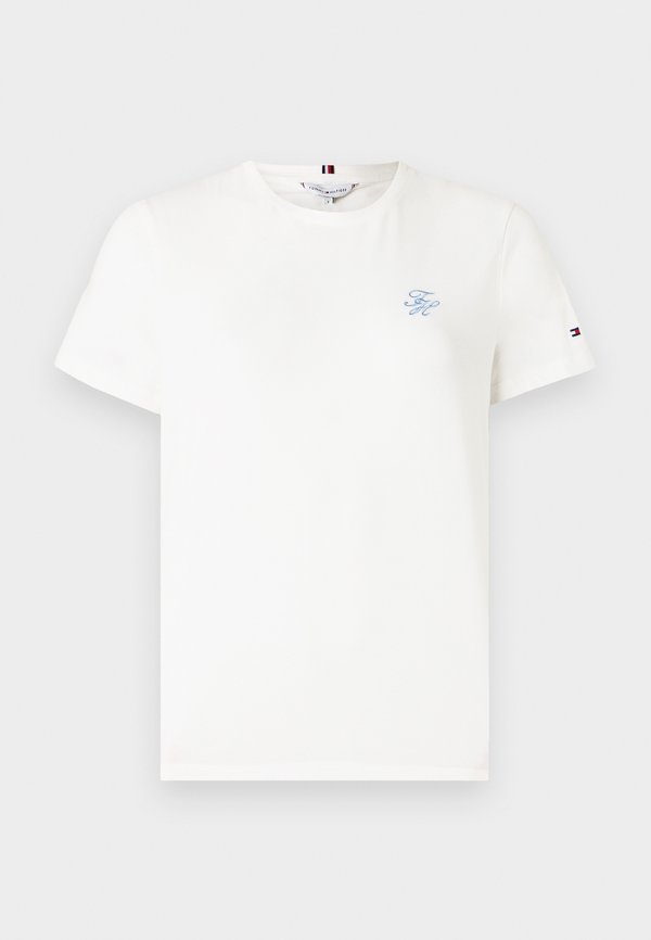 Tommy Hilfiger LOGO EMBROIDERY JERSEY CREW NECK T-SHIRT - Basic T-shirt - ecru