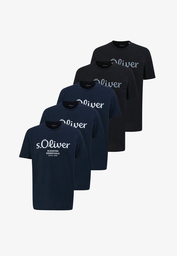 s.Oliver 5 Pack - Print T-shirt - blau   schwarz