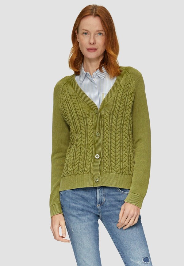 s.Oliver MIT ZOPFMUSTER - Cardigan - guacamole