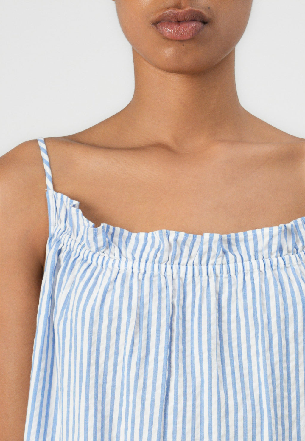SEERSUCKER LONG STRAPPY DRESS Media 6