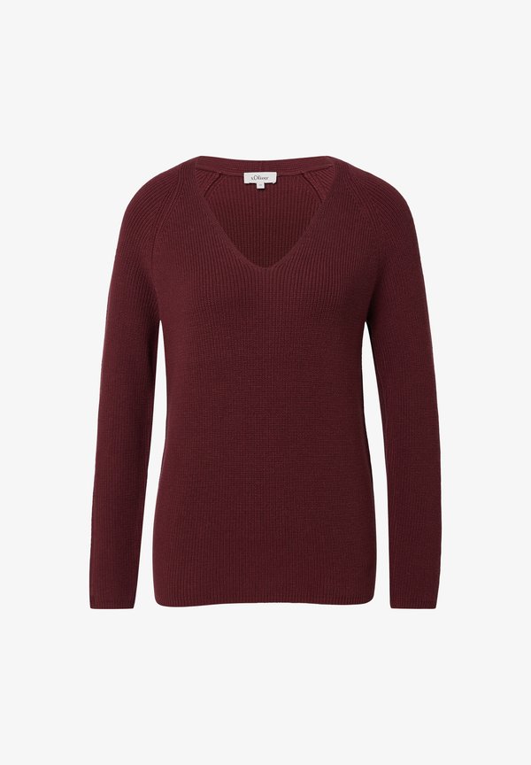 s.Oliver AUS MIT V-AUSSCHNITT - Jumper - bordeaux