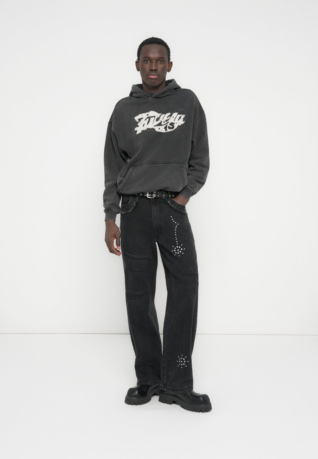 FAVELA FAVELA COLLEGE DISTRESSED PATCHED  HOODIE