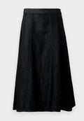 HIGH RISE DENIM FLARE MIDI SKIRT Media 1