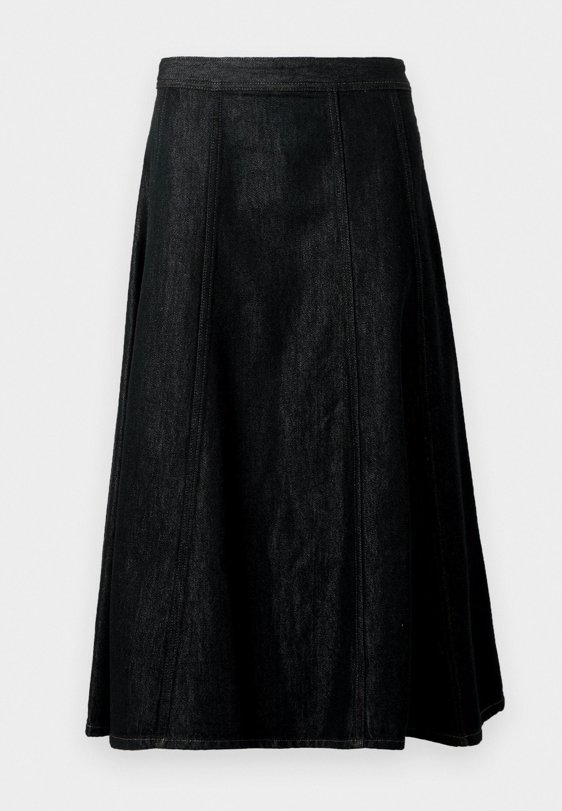 HIGH RISE DENIM FLARE MIDI SKIRT Media 1