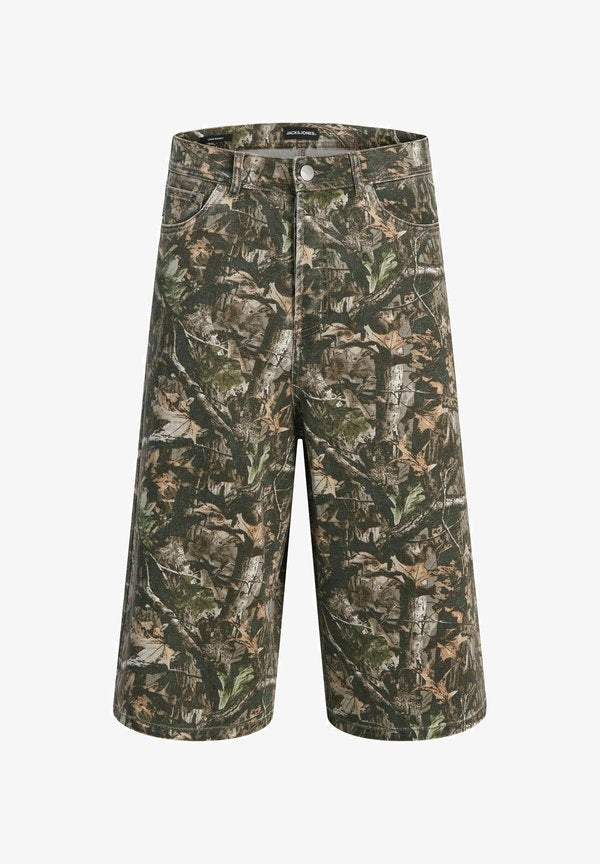 Jack & Jones gy fit - Denim shorts - dark green denim