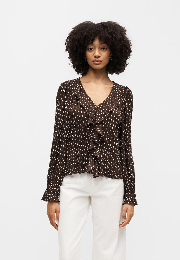 ONLY ONLKAFIE  - Blouse - coffee bean/white