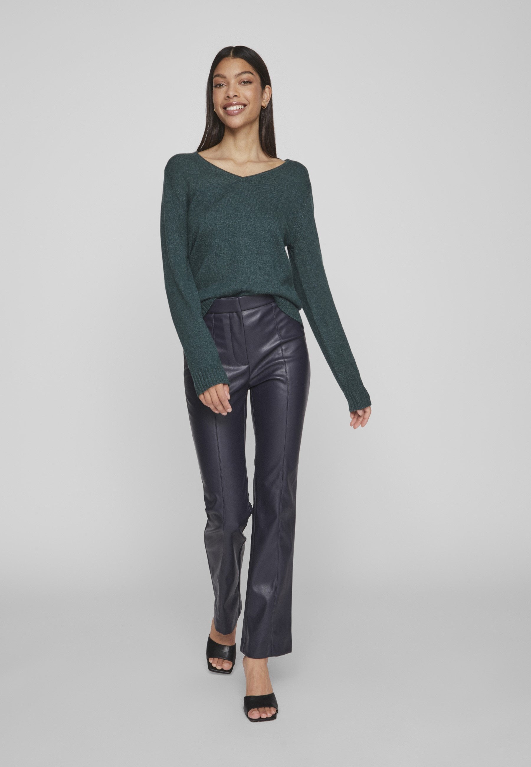 VILA VIRIL V-NECK L/S KNIT TOP - NOOS
