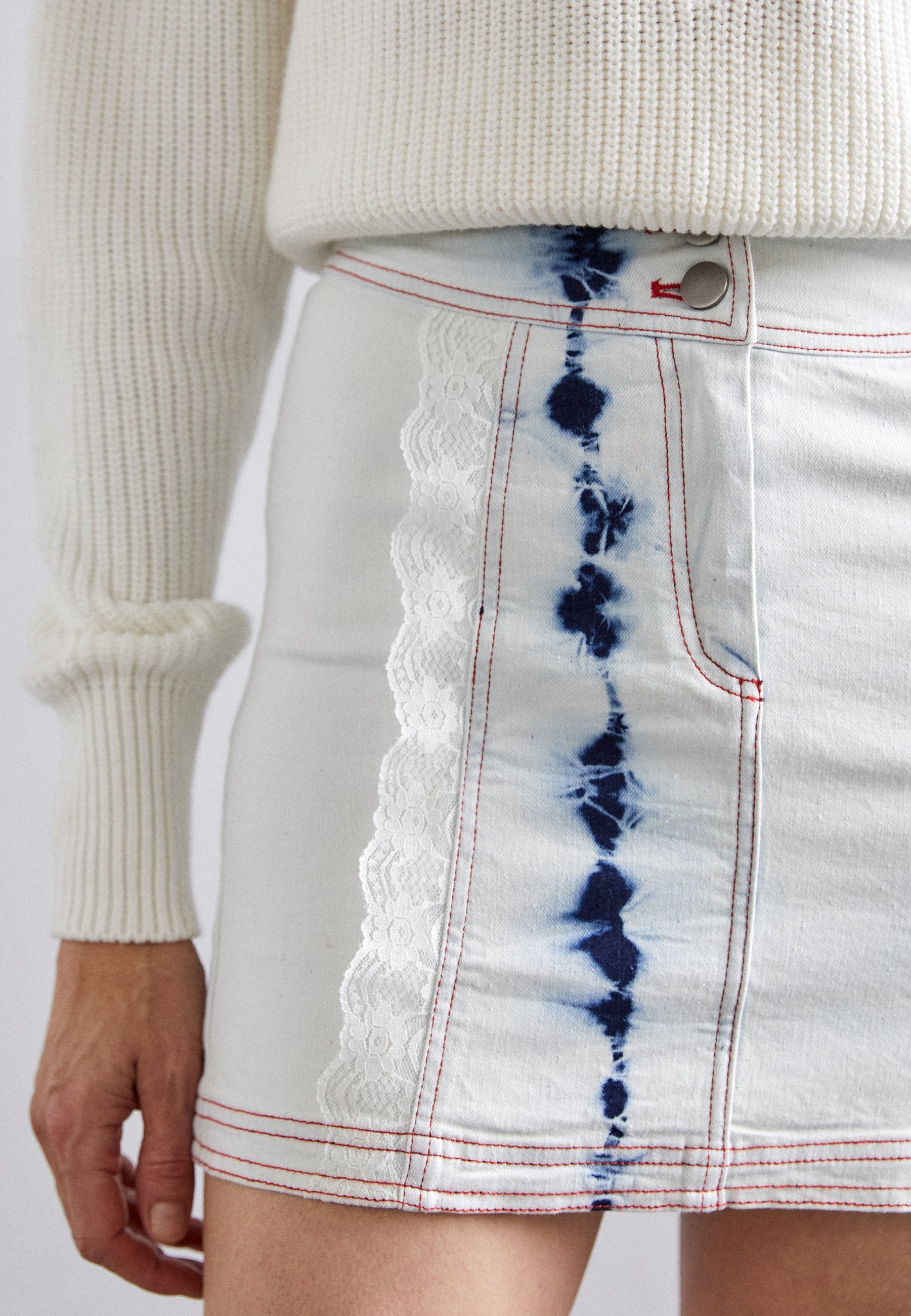 Sinead Gorey ACID WASH STRETCH SKIRT WITH PIPING