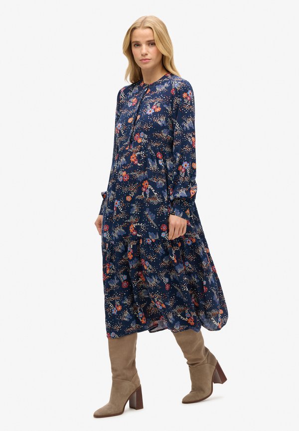 Superdry & Co LONG SLEEVE TIERED MIDI