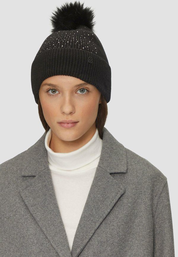 s.Oliver MIT BOMMEL UND NIETEN - Beanie - schwarz
