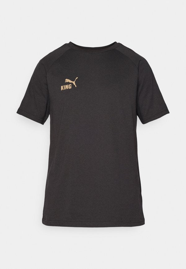 Puma KING TEE - Sports T-shirt - black/matte gold-coloured/white