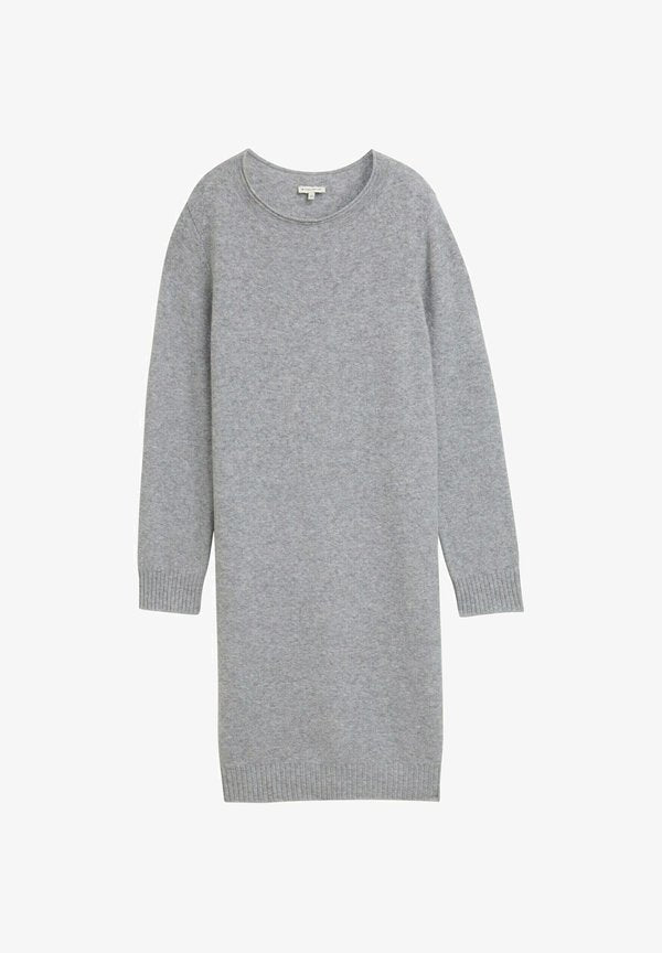 TOM TAILOR Jumper dress - medium silver grey melange