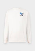 Weißes Sweatshirt mit langen Ärmeln, gerippten Bündchen und Saum, mit einem blauen Grafikdesign und dem "O'NEILL"-Logo auf der linken Brust.