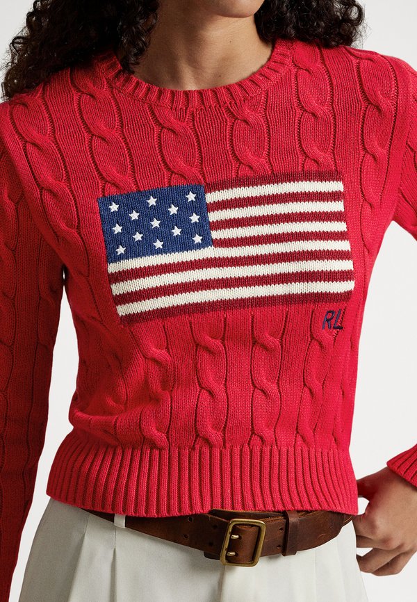 Polo Ralph Lauren FLAG SHRUNKEN CABLE COTTON SWEATER