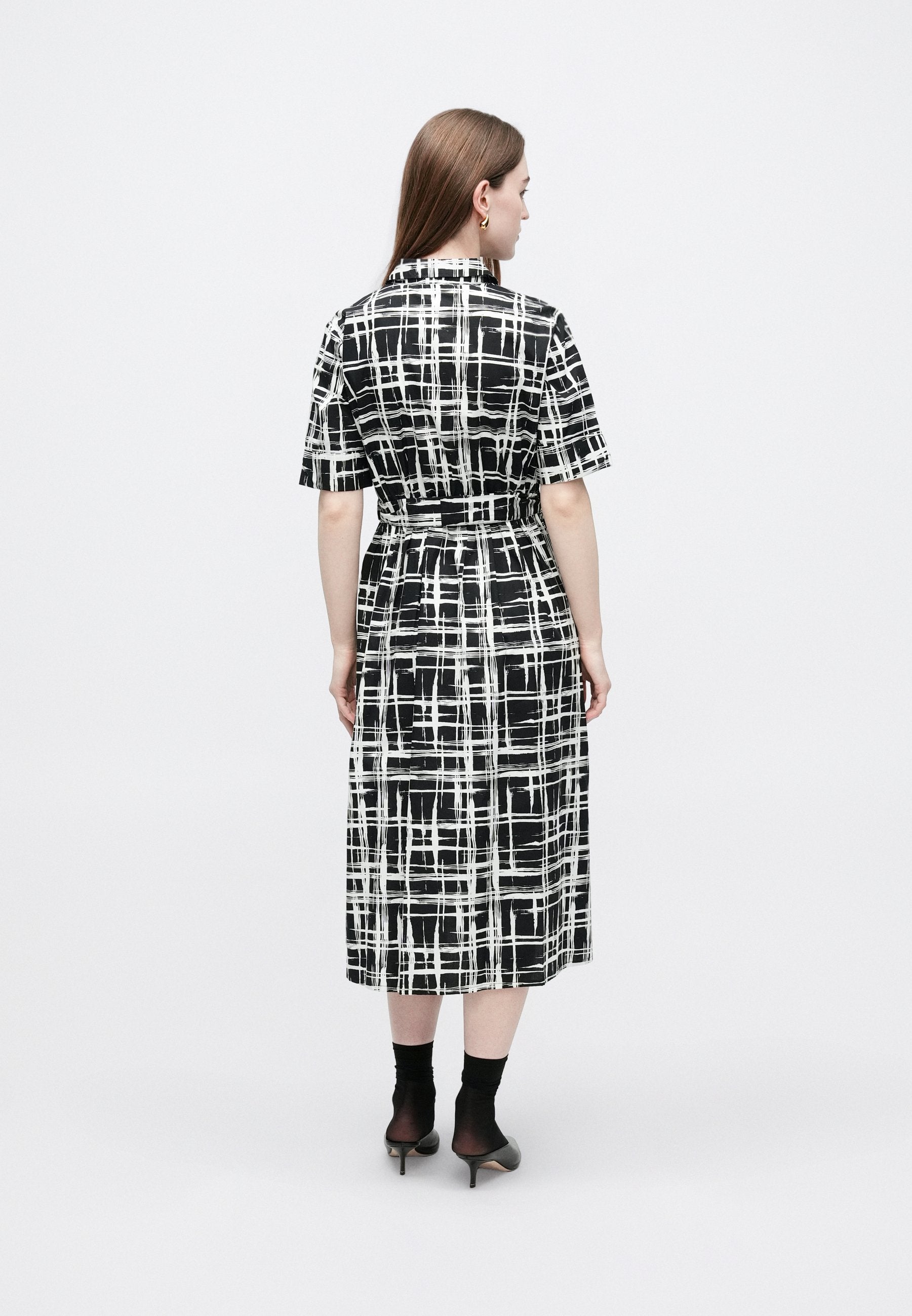 DKNY COLLARED BUTTON DOWN FIT FLARE