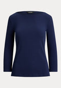 Lauren Ralph Lauren RIB-KNIT COTTON-BLEND BOATNECK TEE