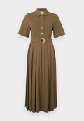 Tommy Hilfiger GOLD-TONE BUTTON BELTED MINI FLARE DRESS - Shirt dress - mediterranean olive